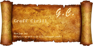 Greff Cirill névjegykártya